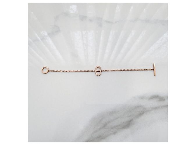 Hermès Pulsera Contour de Eslabones en Oro Rosa Plata - vista 5