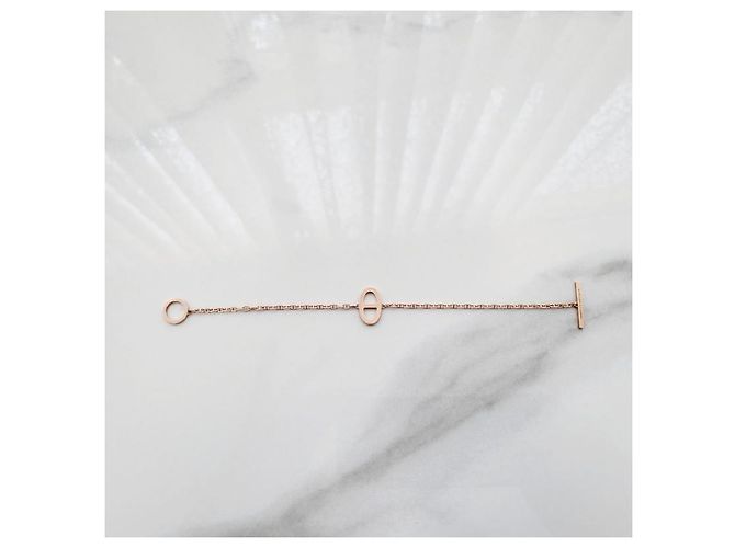Hermès Pulsera Contour de Eslabones en Oro Rosa Plata - vista 6