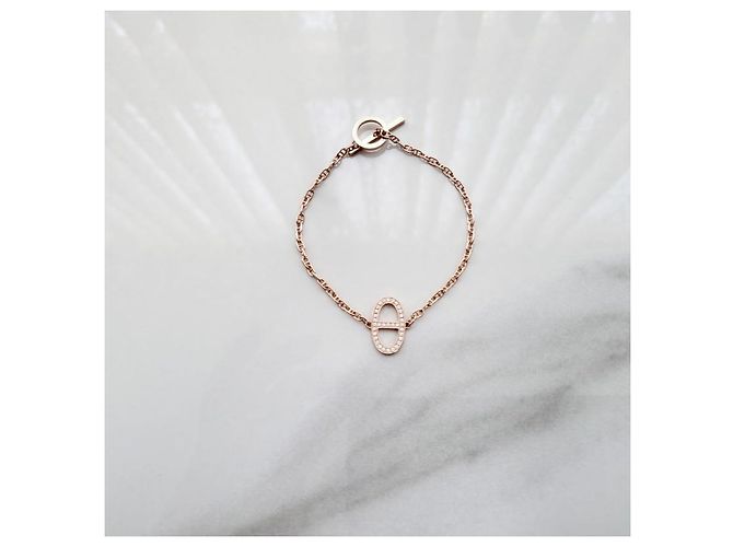 Hermès Pulsera Contour de Eslabones en Oro Rosa Plata - vista 7
