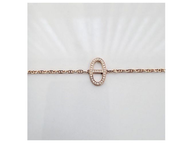 Hermès Pulsera Contour de Eslabones en Oro Rosa Plata - vista 8