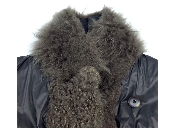 Casaco Brunello Cucinelli de cashmere com enchimento de penugem de ganso e pele para mulher Marrom - vista 5
