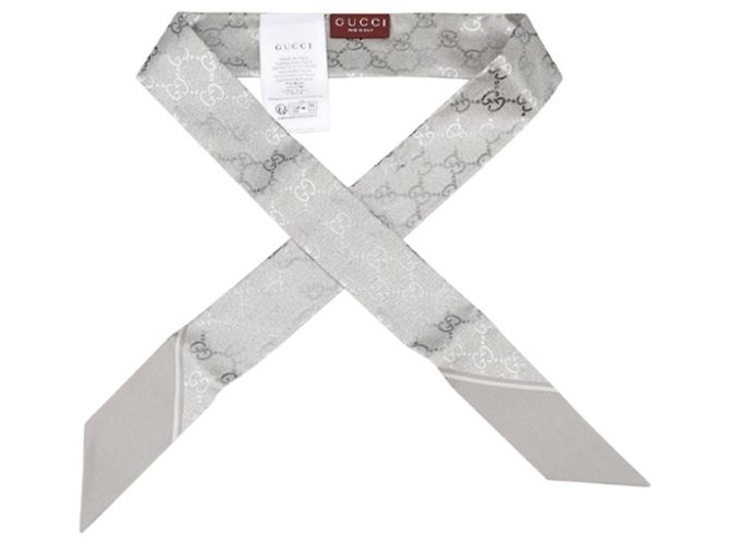Gucci Foulard in seta Skinny Twilly Marrone - vista 10