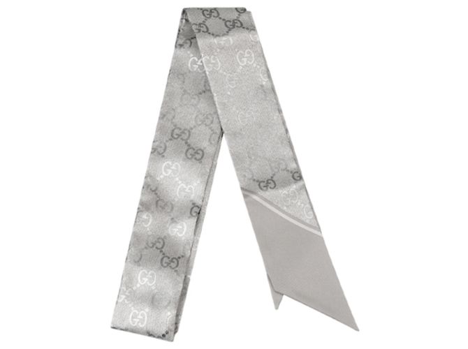 Gucci Foulard in seta Skinny Twilly Marrone - vista 11