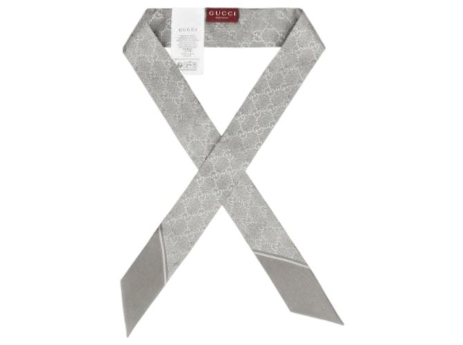 Gucci Foulard in seta Skinny Twilly Marrone - vista 2