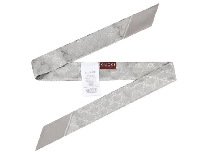 Gucci Foulard in seta Skinny Twilly Marrone - vista 3