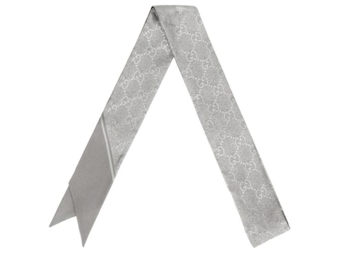 Gucci Foulard in seta Skinny Twilly Marrone - vista 4