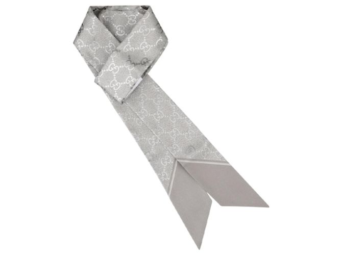 Gucci Foulard in seta Skinny Twilly Marrone - vista 5