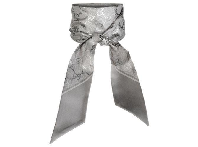 Gucci Foulard in seta Skinny Twilly Marrone - vista 7
