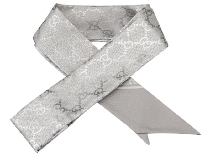 Gucci Foulard in seta Skinny Twilly Marrone - vista 8