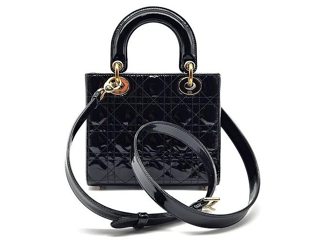 Christian Dior Patent Lady Dior Small Schwarz - Ansicht 3