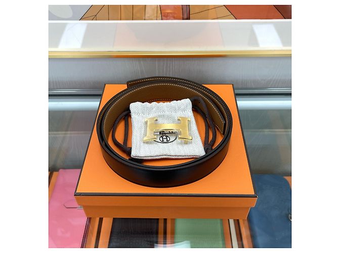 Hermès Reversible Belt Black Gold/White Gold - view 3