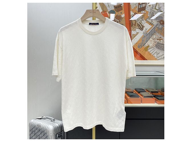 Louis Vuitton Monogram Phil Coupe Baumwoll-T-Shirt mit kurzen Ärmeln Silber - Ansicht 2
