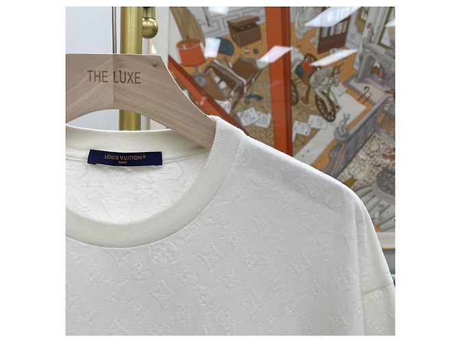 Louis Vuitton Monogram Phil Coupe Baumwoll-T-Shirt mit kurzen Ärmeln Silber - Ansicht 3