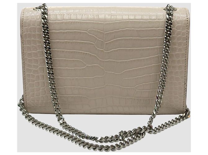 Saint Laurent Borsa a tracolla Kate in coccodrillo con nappe Beige Pink Marrone - vista 9