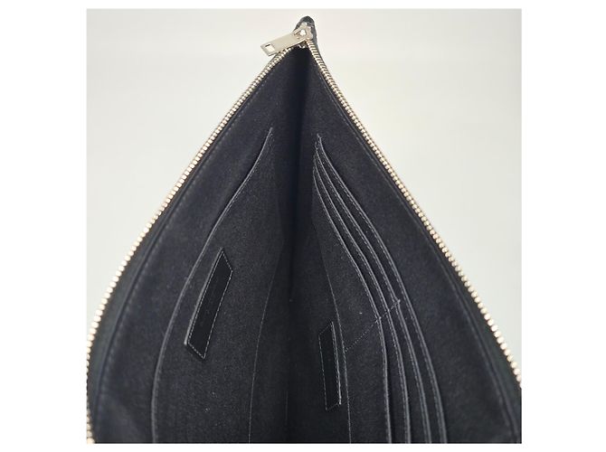 Saint Laurent Clutch Tablet Catherine in coccodrillo Nero - vista 9