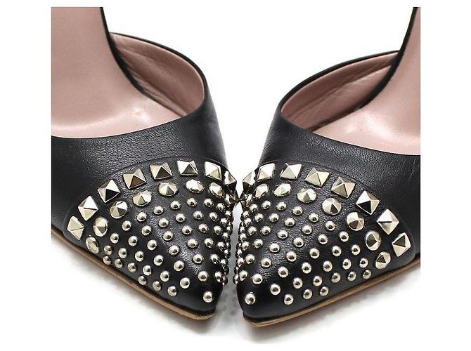 Gucci Scarpe in pelle nera con borchie argentate Nero - vista 3