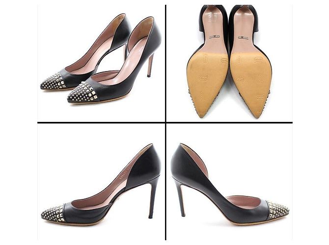 Gucci Scarpe in pelle nera con borchie argentate Nero - vista 7