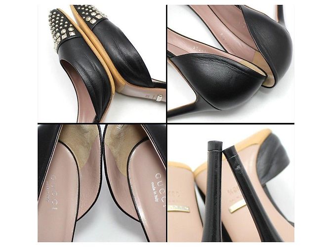 Gucci Scarpe in pelle nera con borchie argentate Nero - vista 8