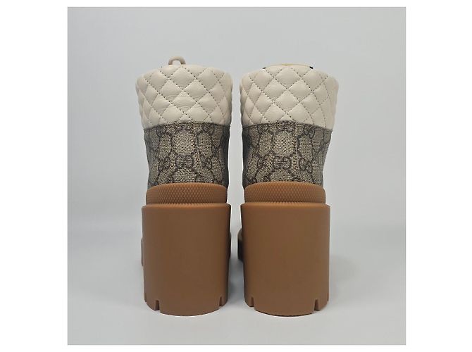 Gucci Stivaletti con lacci in pelle GG Supreme con tacco da donna - vista 4