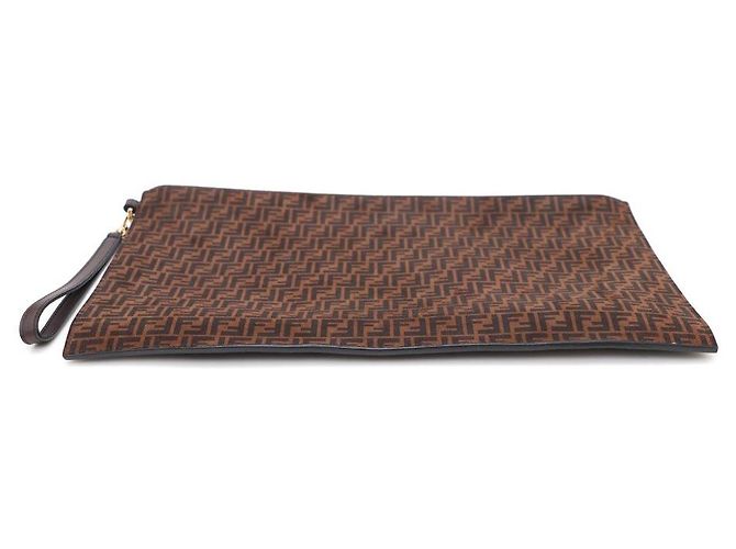Fendi Clutch con tracolla FF in scamosciato marrone - vista 6