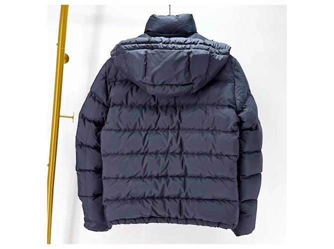 Prada Giacca imbottita con cappuccio e logo Triangle Blu - vista 6