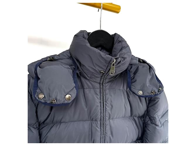 Prada Giacca imbottita con cappuccio e logo Triangle Blu - vista 8