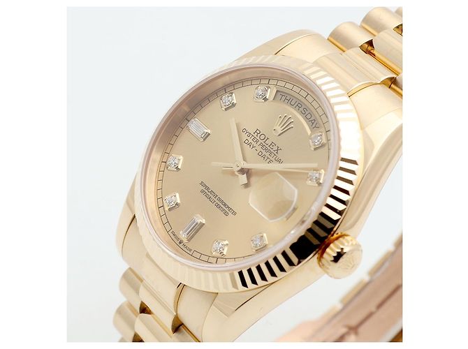 Rolex Relógio Day-Date em ouro para homem Original com diamantes de dez pontos - vista 10