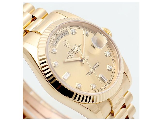 Rolex Relógio Day-Date em ouro para homem Original com diamantes de dez pontos - vista 11