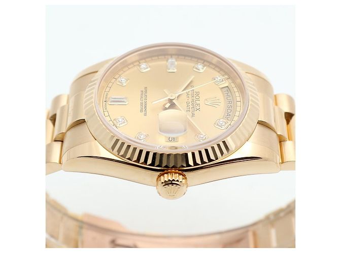 Rolex Relógio Day-Date em ouro para homem Original com diamantes de dez pontos - vista 12