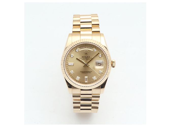 Rolex Relógio Day-Date em ouro para homem Original com diamantes de dez pontos - vista 14