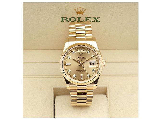 Rolex Relógio Day-Date em ouro para homem Original com diamantes de dez pontos - vista 2