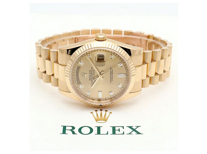 Rolex Relógio Day-Date em ouro para homem Original com diamantes de dez pontos - vista 23