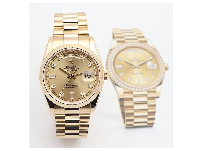 Rolex Relógio Day-Date em ouro para homem Original com diamantes de dez pontos - vista 24