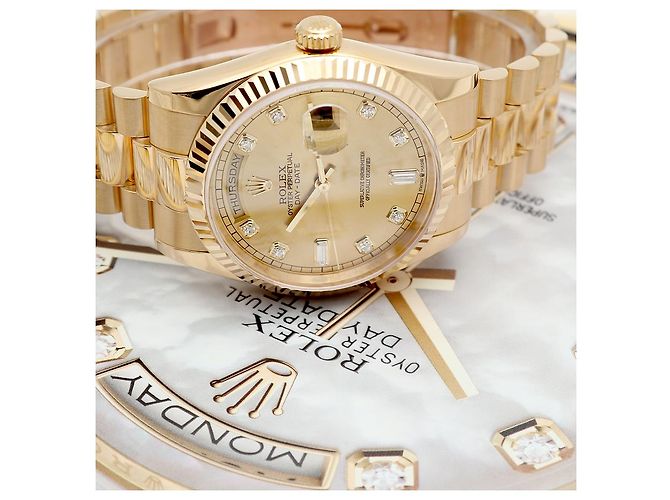Rolex Relógio Day-Date em ouro para homem Original com diamantes de dez pontos - vista 25