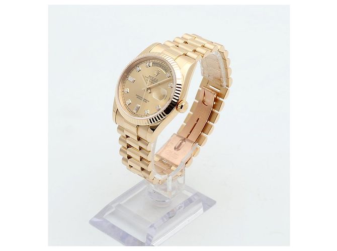 Rolex Relógio Day-Date em ouro para homem Original com diamantes de dez pontos - vista 4