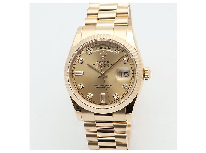 Rolex Relógio Day-Date em ouro para homem Original com diamantes de dez pontos - vista 8