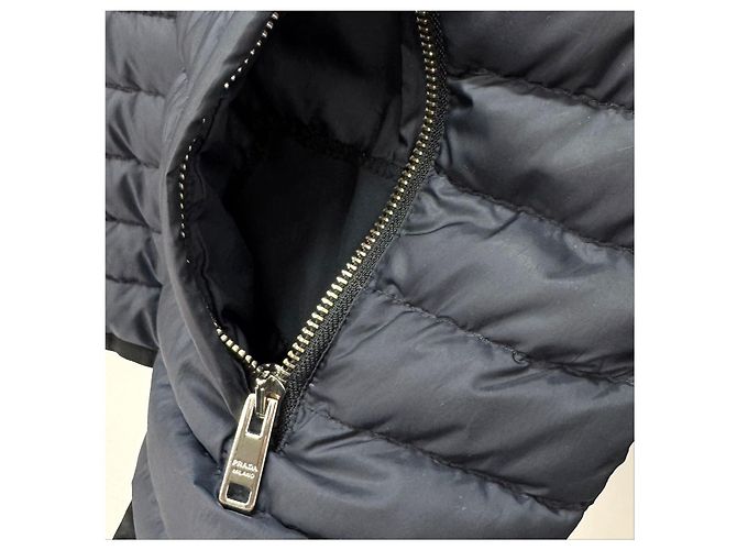 Prada Giacca imbottita leggera con cappuccio blu navy da uomo - vista 14