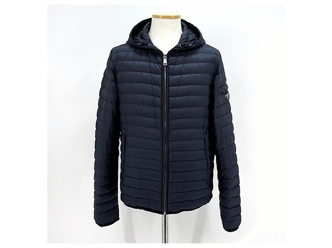 Prada Giacca imbottita leggera con cappuccio blu navy da uomo - vista 5