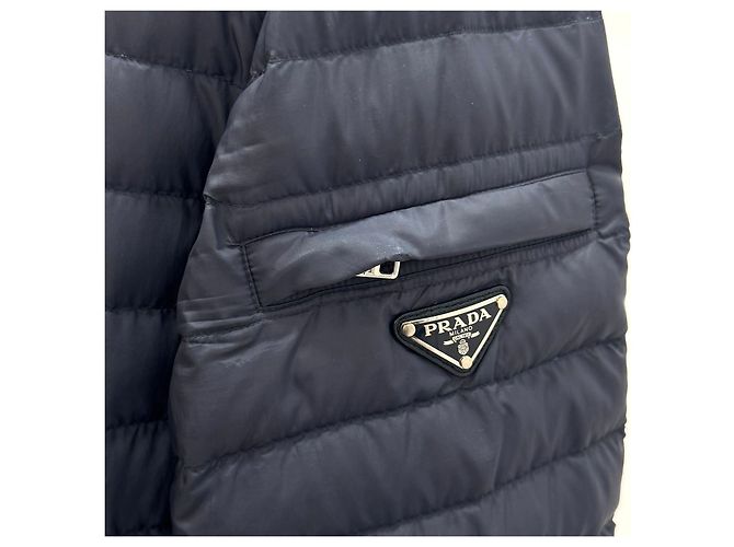 Prada Giacca imbottita leggera con cappuccio blu navy da uomo - vista 9