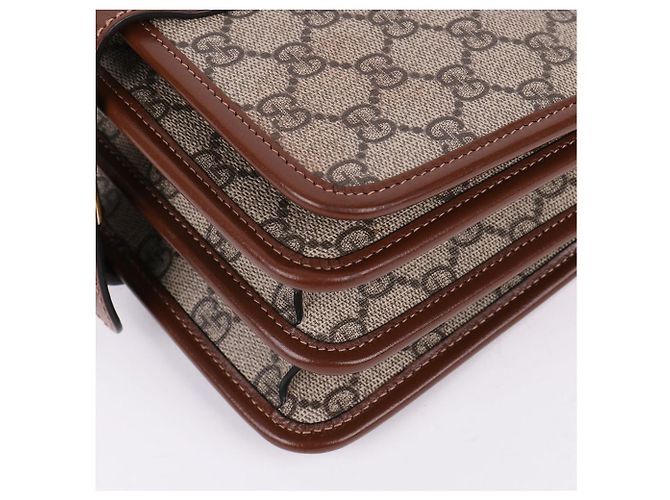 Gucci GG Supreme Interlocking Schultertasche Braun - Ansicht 10