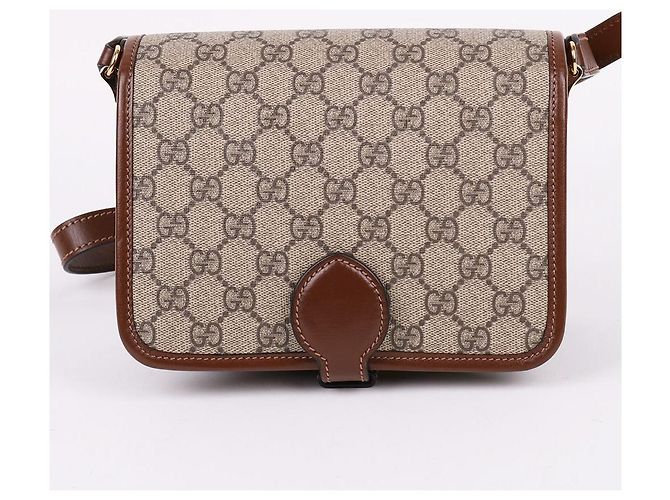 Gucci GG Supreme Interlocking Schultertasche Braun - Ansicht 6