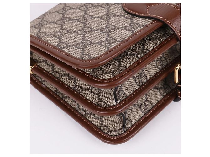 Gucci GG Supreme Interlocking Schultertasche Braun - Ansicht 9