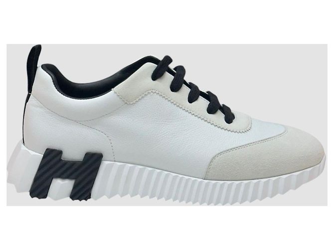 Hermès Bouncing Sneakers Blanc White Leather Black - vue 2