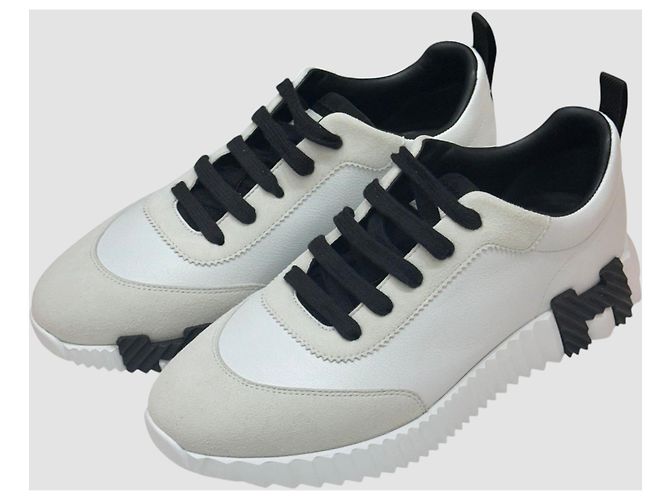 Hermès Bouncing Sneakers Blanc White Leather Black - vue 5