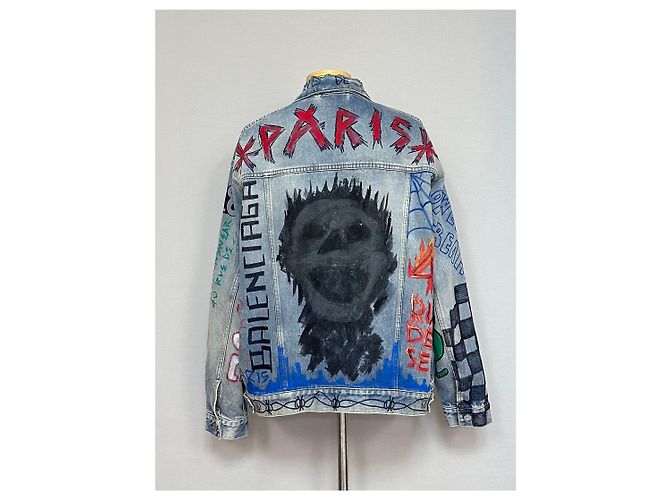 Balenciaga Oversized Indigo Graffiti Denimjacke Mehrfarben - Ansicht 2