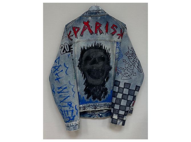 Balenciaga Oversized Indigo Graffiti Denimjacke Mehrfarben - Ansicht 4