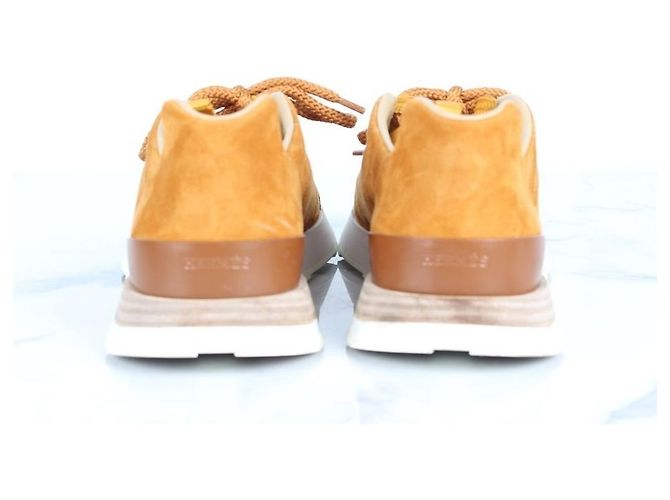 Hermès Sneakers Suede Drive Gold Marrone - vista 4