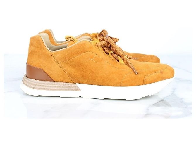 Hermès Sneakers Suede Drive Gold Marrone - vista 5