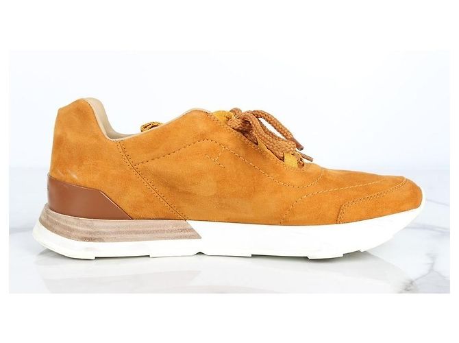 Hermès Sneakers Suede Drive Gold Marrone - vista 6