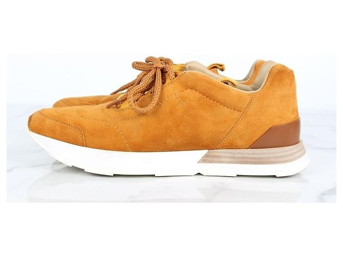 Hermès Sneakers Suede Drive Gold Marrone - vista 7